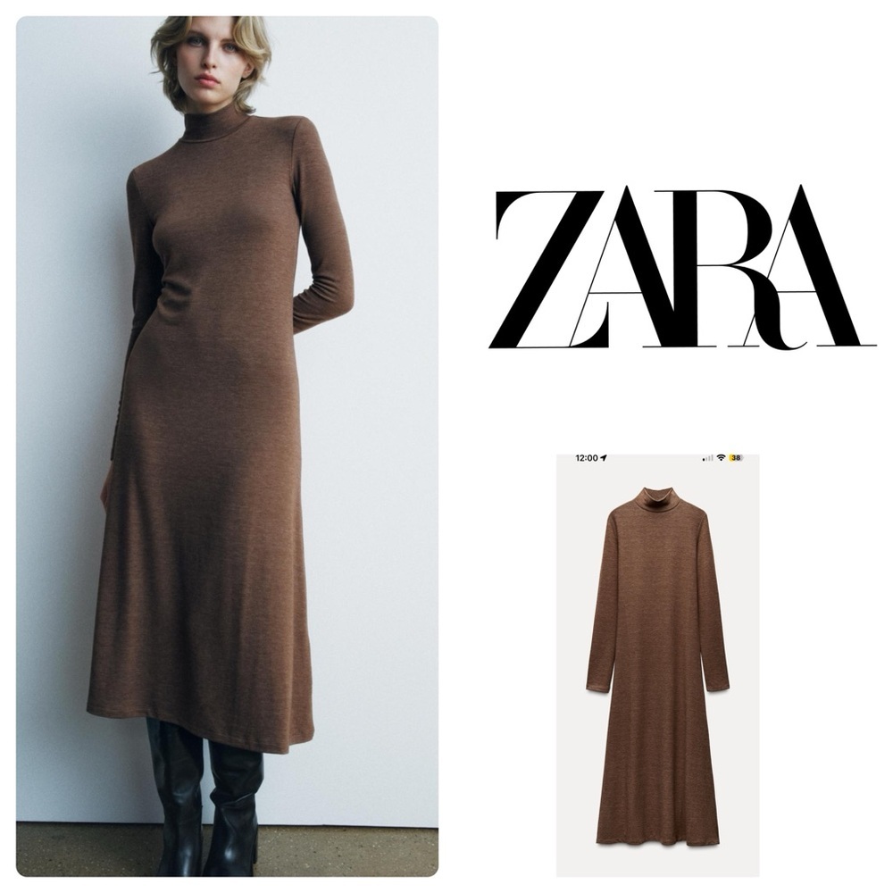 ZARA TURTLENECK DRESS WITH LONG SLEEVES SMALL